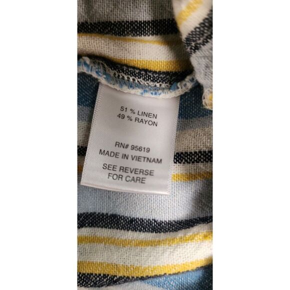 Fever Womens Wide Leg Paperbag Elastic Waist Multicor Blue Stripe Pants Size L - Picture 5 of 5